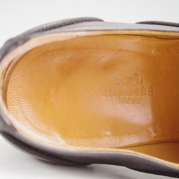 美品★(伊製)HERMES/エルメス SIZE 42【貴重★CHEVRE(山羊革)仕様/プレーントゥ】黒/メンズ★m536