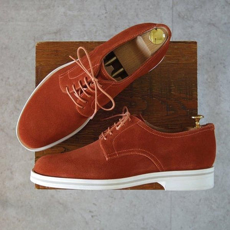 極美品★チャーチ SIZE 7【★WATERLINE/プレーントゥ】スエード/橙色系/メンズ/Church's★m537