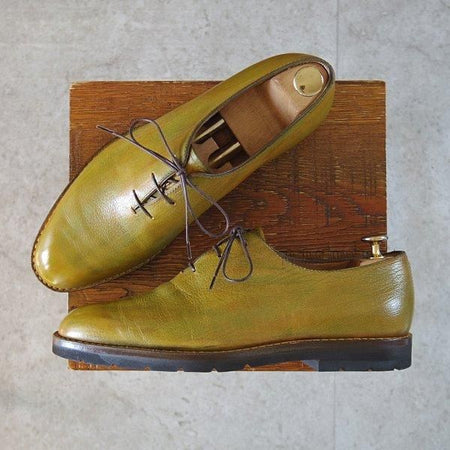 極美品★(仏)ベルルッティ SIZE 7【貴重★ステッチダウン×ブラックラピド製法/ホールカット】薄緑〜茶系パティーヌ/Berluti★m538