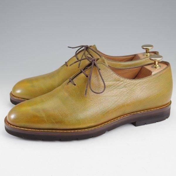 極美品★(仏)ベルルッティ SIZE 7【貴重★ステッチダウン×ブラックラピド製法/ホールカット】薄緑〜茶系パティーヌ/Berluti★m538