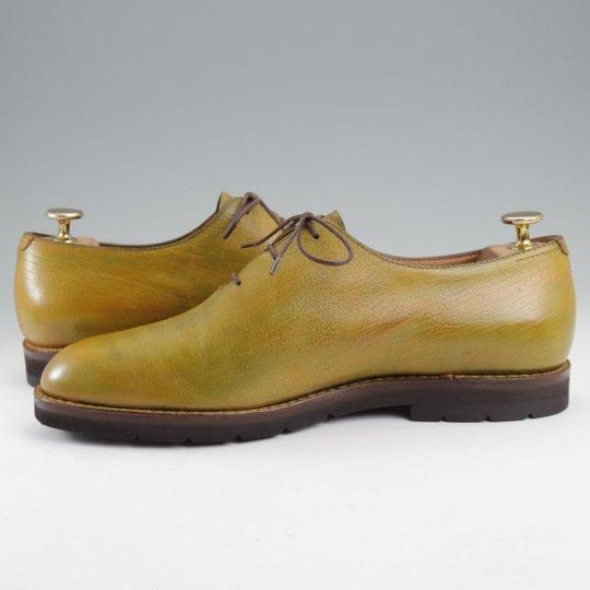 極美品★(仏)ベルルッティ SIZE 7【貴重★ステッチダウン×ブラックラピド製法/ホールカット】薄緑〜茶系パティーヌ/Berluti★m538