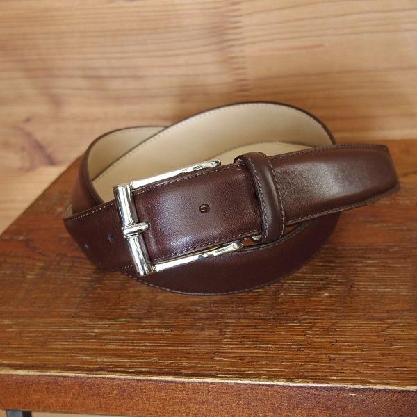美品★クロケット&ジョーンズ 32インチ【定価￥33,000-★ベルト/カーフ/濃茶】ビジネス/本革/メンズ/レザー/Crockett&Jones★m546