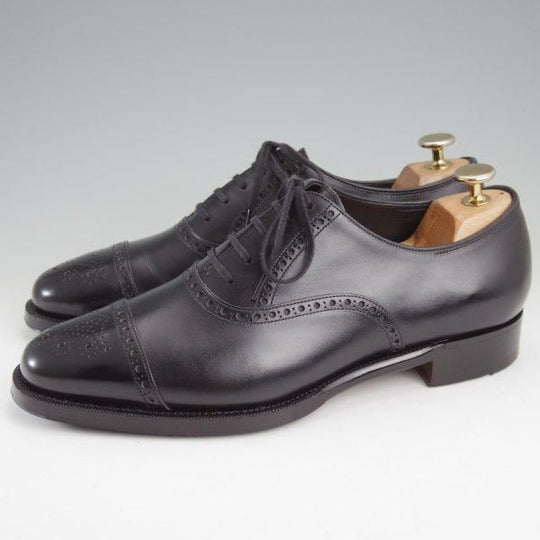 極上★(台東区)ジョーワークス SIZE 6.5【注文価格￥107,800〜★(独)ワインハイマー社のカーフ/セミブローグ】黒/メンズ/JOE WORKS★m553