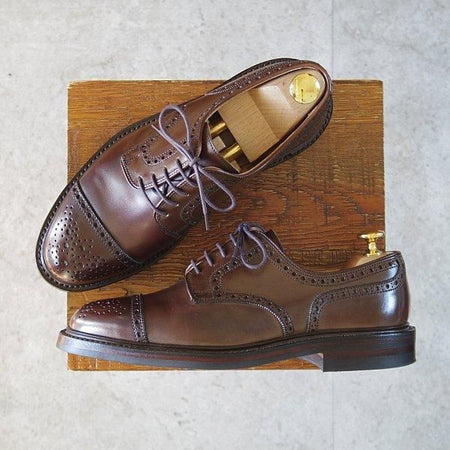 極美品★クロケット&ジョーンズ 5.5E【定価￥118,800-★ダイナイトソール仕様/NEWBY/セミブローグ】375ラスト/濃茶/Crockett&Jones★m554