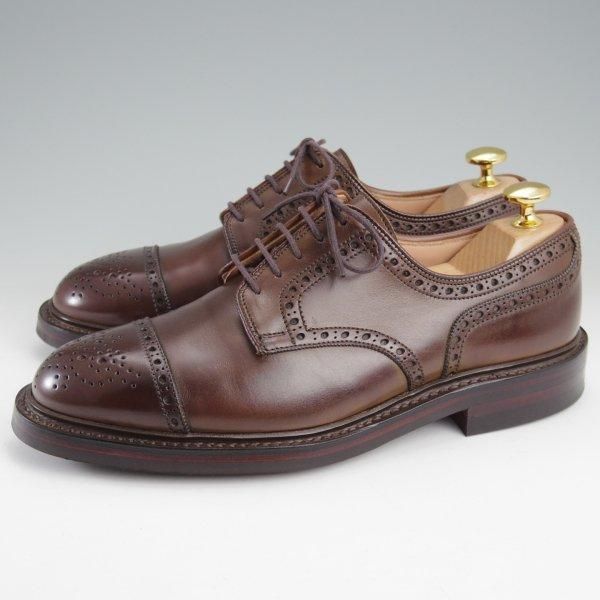 極美品★クロケット&ジョーンズ 5.5E【定価￥118,800-★ダイナイトソール仕様/NEWBY/セミブローグ】375ラスト/濃茶/Crockett&Jones★m554