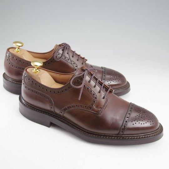 極美品★クロケット&ジョーンズ 5.5E【定価￥118,800-★ダイナイトソール仕様/NEWBY/セミブローグ】375ラスト/濃茶/Crockett&Jones★m554