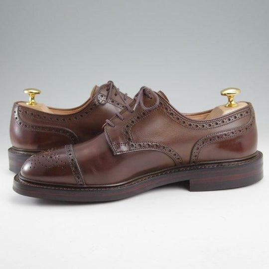 極美品★クロケット&ジョーンズ 5.5E【定価￥118,800-★ダイナイトソール仕様/NEWBY/セミブローグ】375ラスト/濃茶/Crockett&Jones★m554