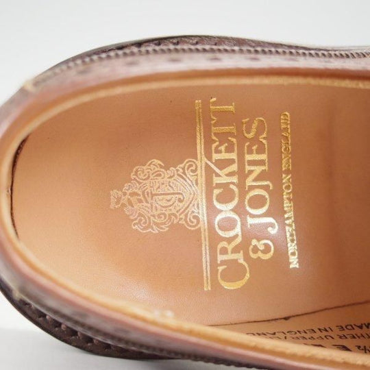 極美品★クロケット&ジョーンズ 5.5E【定価￥118,800-★ダイナイトソール仕様/NEWBY/セミブローグ】375ラスト/濃茶/Crockett&Jones★m554