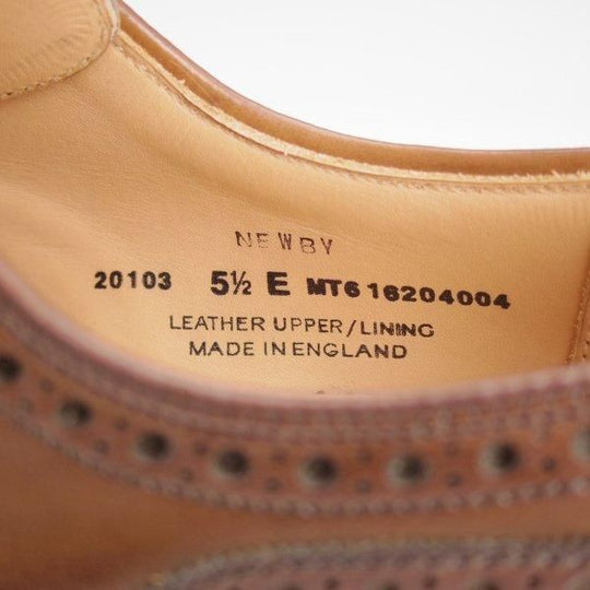 極美品★クロケット&ジョーンズ 5.5E【定価￥118,800-★ダイナイトソール仕様/NEWBY/セミブローグ】375ラスト/濃茶/Crockett&Jones★m554