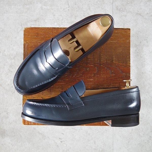 極上★J.M.ウエストン 7E【定価￥151,800-★180/コインローファー】41ラスト/ボックスカーフ/紺/メンズ/Weston/ウェストン★m565