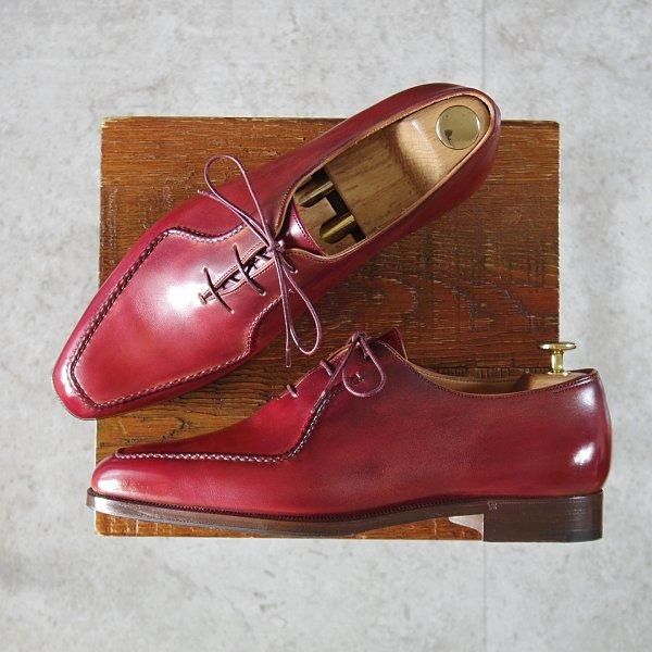 極美品★(仏)ベルルッティ SIZE 7.5【赤茶系パティーヌ★オックスフォードシューズ】ホールカット/Uチップ/カーフ/メンズ/Berluti★m568