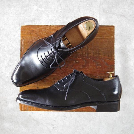 極美品★三陽山長 SIZE 6.5【定価￥80,300-★鞍之介/R309ラスト】サドルシューズ/カーフ/黒/メンズ/KURANOSUKE/Sanyo Yamacho★m573