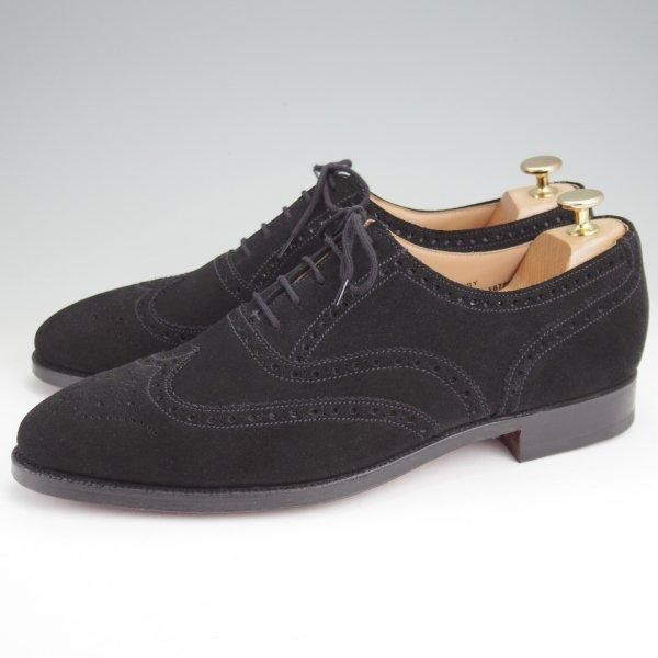 未使用★クロケット&ジョーンズ 9E【現行定価10万円以上★FINSBURY/341ラスト】SHIPS別注/フルブローグ/スエード/黒/Crockett&Jones★m574