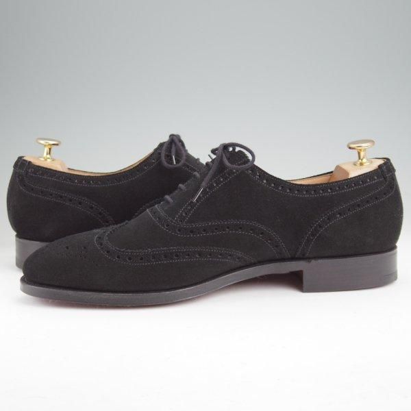 未使用★クロケット&ジョーンズ 9E【現行定価10万円以上★FINSBURY/341ラスト】SHIPS別注/フルブローグ/スエード/黒/Crockett&Jones★m574