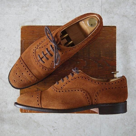 極上★チャーチ 70F/UK7【現行定価￥176,000-★ディプロマット/DIPLOMAT】173ラスト/セミブローグ/スエード/茶/メンズ/Church's★m578