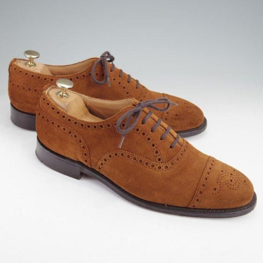 極上★チャーチ 70F/UK7【現行定価￥176,000-★ディプロマット/DIPLOMAT】173ラスト/セミブローグ/スエード/茶/メンズ/Church's★m578