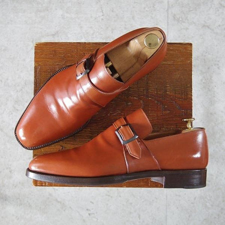 極美品★(伊)ステファノ・ベーメル SIZE 41【現行定価30万円以上★201/モンクストラップ】茶/カーフ/メンズ/Stefano Bemer★m582