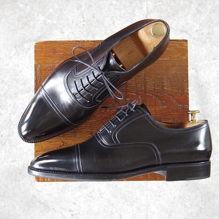 未使用★(伊)ステファノ・ベーメル SIZE 42【定価20万円以上★ハンドソーンウェルテッド製法/ストレートチップ】黒/Stefano Bemer★m584