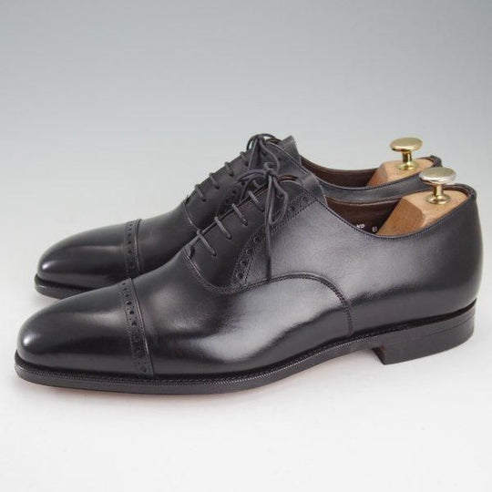 極美品★(英)グレンソン 8E【現行定価￥119,900-★MACCLESFIELD/パンチドキャップトゥ】カーフ/黒/メンズ/GRENSON★m587
