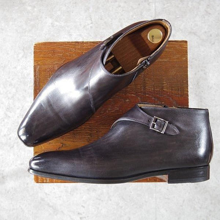 ★(スペイン製)マグナーニ SIZE 41【★サイドジップブーツ/黒〜灰（パティーヌ）】カーフ/メンズ/MAGNANNI★m599