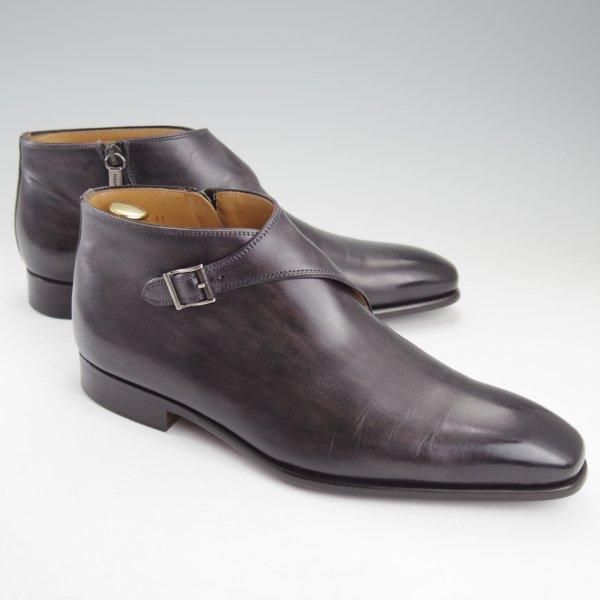 ★(スペイン製)マグナーニ SIZE 41【★サイドジップブーツ/黒〜灰（パティーヌ）】カーフ/メンズ/MAGNANNI★m599