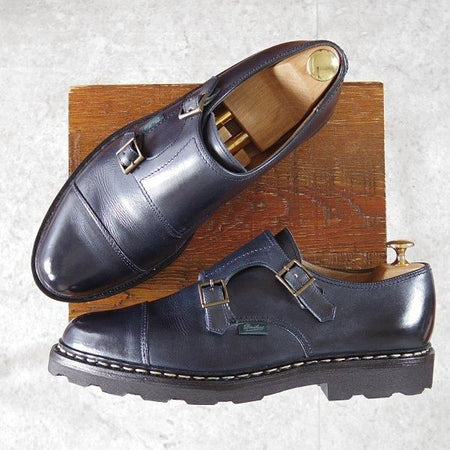 極上★パラブーツ SIZE 8.5【定価￥96,800-★ウィリアム/WILLIAM】マルシェソール/ダブルモンク/リスレザー/NUIT/紺/Paraboot★m604