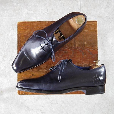 極美品★(伊)シルヴァノ・ラッタンジ SIZE 6【ハンドソーンウェルテッド製法★VOLTAIRE/ホールカット/106ラスト】カーフ/濃紺★m608