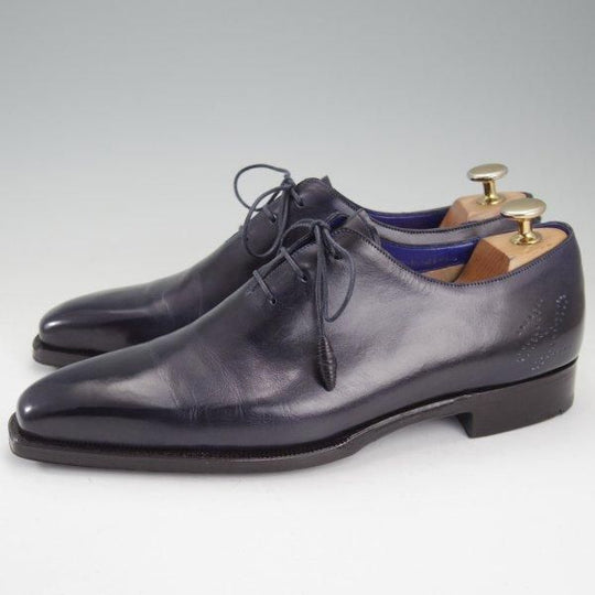 極美品★(伊)シルヴァノ・ラッタンジ SIZE 6【ハンドソーンウェルテッド製法★VOLTAIRE/ホールカット/106ラスト】カーフ/濃紺★m608