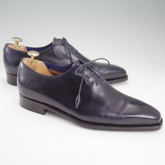 極美品★(伊)シルヴァノ・ラッタンジ SIZE 6【ハンドソーンウェルテッド製法★VOLTAIRE/ホールカット/106ラスト】カーフ/濃紺★m608