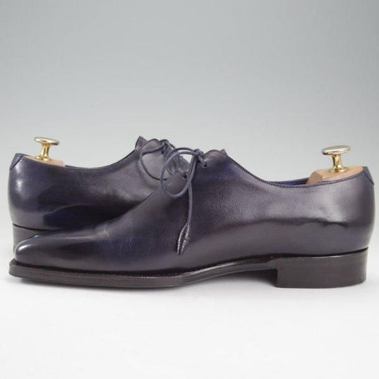 極美品★(伊)シルヴァノ・ラッタンジ SIZE 6【ハンドソーンウェルテッド製法★VOLTAIRE/ホールカット/106ラスト】カーフ/濃紺★m608
