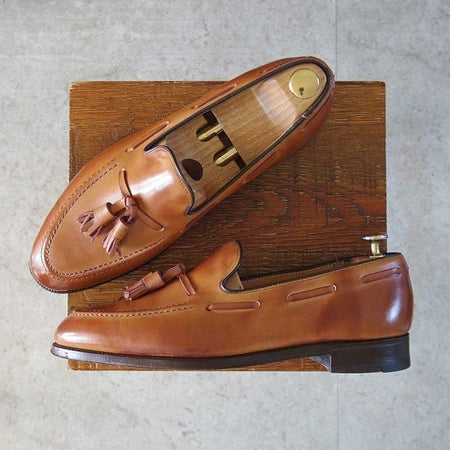 極上★(英)Ede&Ravenscroft 8E【貴重★ロイヤルワラント4つ時代/タッセルローファー/TASSELE】茶/メンズ/イード&レベンスクロフト★m612