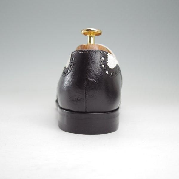 未使用★Iugen/イウゲン SIZE 7【定価￥44,000-★ローファー/IG202】スリッポン/カーフ×グレインレザー/黒×白/メンズ★m613
