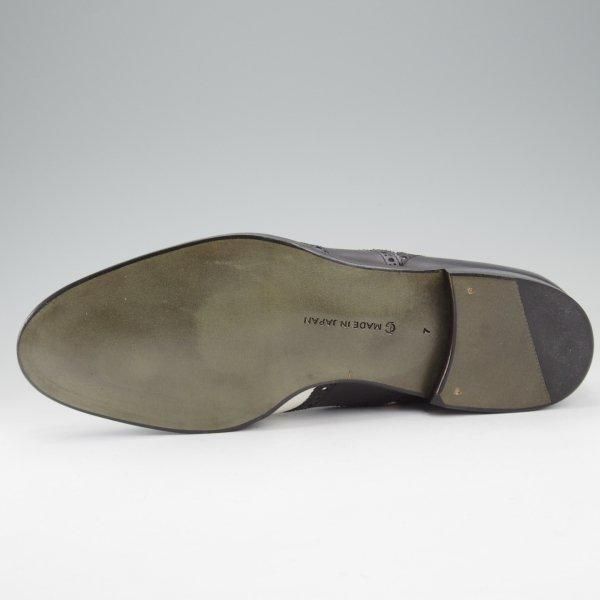未使用★Iugen/イウゲン SIZE 7【定価￥44,000-★ローファー/IG202】スリッポン/カーフ×グレインレザー/黒×白/メンズ★m613