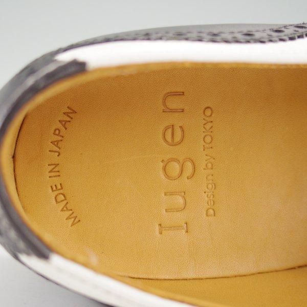 未使用★Iugen/イウゲン SIZE 7【定価￥44,000-★ローファー/IG202】スリッポン/カーフ×グレインレザー/黒×白/メンズ★m613