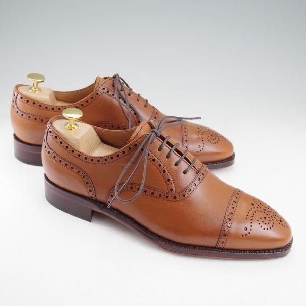 未使用★(スペイン製)YANKO/ヤンコ SIZE 6.5【グッドイヤーウェルテッド製法★セミブローグ/14207】カーフ/茶/メンズ★m616