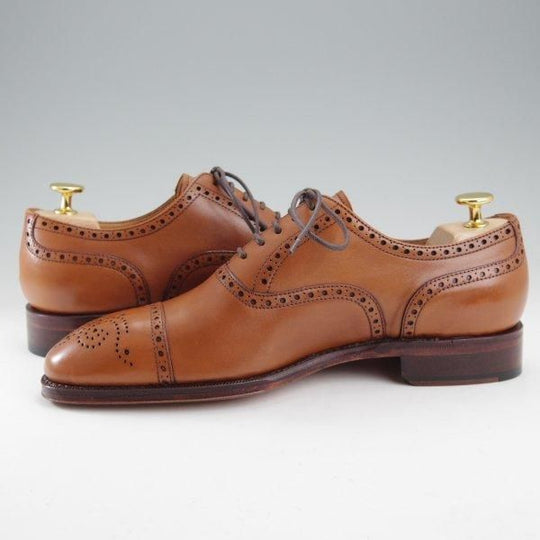 未使用★(スペイン製)YANKO/ヤンコ SIZE 6.5【グッドイヤーウェルテッド製法★セミブローグ/14207】カーフ/茶/メンズ★m616