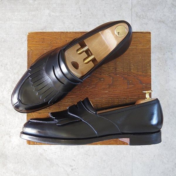 極美品★クロケット&ジョーンズ 7.5E【現行定価10万円以上★コインローファー(キルト)/SONNING/375ラスト】カーフ/黒/メンズ★m617