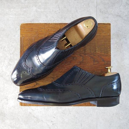 ★三陽山長 SIZE 7.5【オーダー価格10万円以上★ハンドフィニッシュ仕上げ/燕之介】サイドエラスティック/濃紺/メンズ/ENNOSUKE★m624