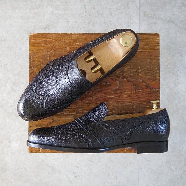 未使用★Iugen/イウゲン SIZE 6【定価￥44,000-★ローファー/IG200】スリッポン/グレインレザー/黒/メンズ★m628
