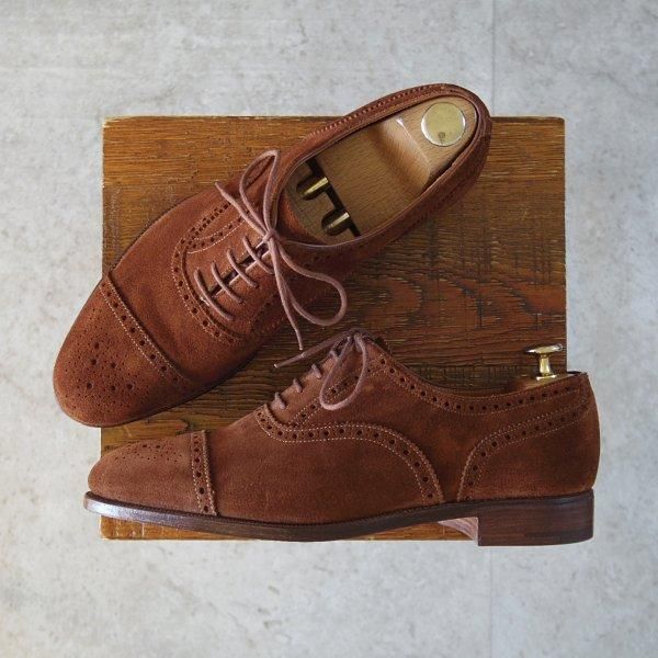 未使用★クロケット&ジョーンズ 7E【現行定価10万円以上★セミブローグ/WESTMINSTER】317ラスト/スエード/茶/Crockett&Jones★m637