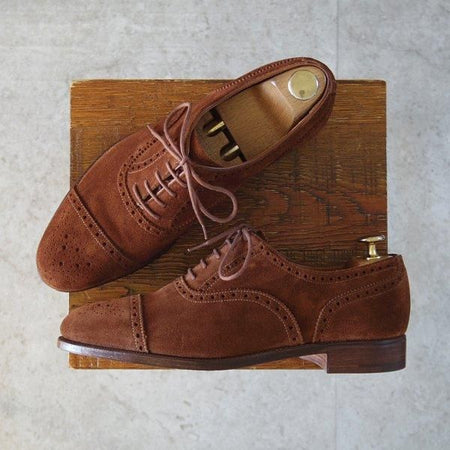 未使用★クロケット&ジョーンズ 7E【現行定価10万円以上★セミブローグ/WESTMINSTER】317ラスト/スエード/茶/Crockett&Jones★m637