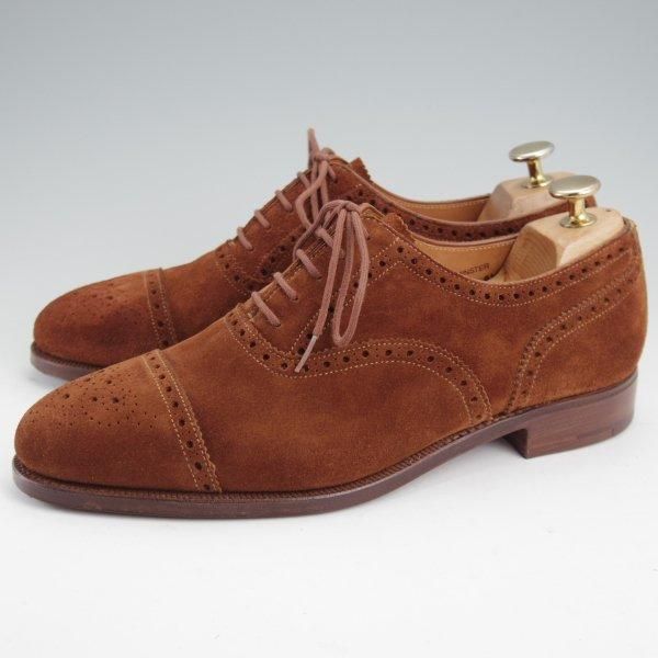 未使用★クロケット&ジョーンズ 7E【現行定価10万円以上★セミブローグ/WESTMINSTER】317ラスト/スエード/茶/Crockett&Jones★m637