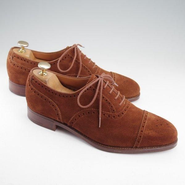 未使用★クロケット&ジョーンズ 7E【現行定価10万円以上★セミブローグ/WESTMINSTER】317ラスト/スエード/茶/Crockett&Jones★m637