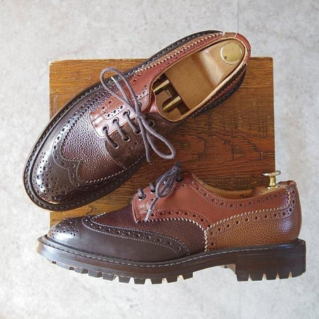 美品★トリッカーズ SIZE 7.5【定価￥121,000-★ネペンテス別注/クレイジーパターンのBOURTON】バートン/濃茶×茶/Tricker's★m688