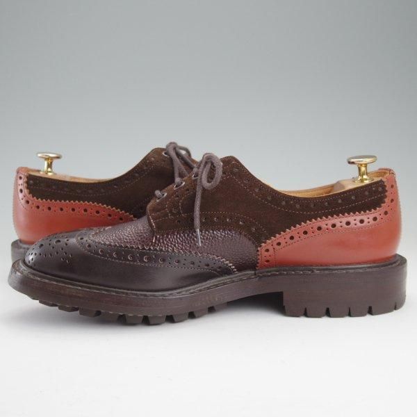 美品★トリッカーズ SIZE 7.5【定価￥121,000-★ネペンテス別注/クレイジーパターンのBOURTON】バートン/濃茶×茶/Tricker's★m688