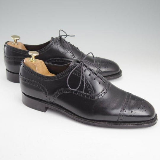 極美品★(英)チーニー 8.5E【定価￥92,400-★FRANCIS/フランシス/6184ラスト】セミブローグ/カーフ/黒/メンズ/CHEANEY★m692