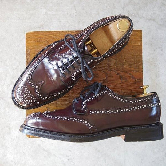 極美品★チャーチ 75F/UK7.5【現行定価20万円以上★GRAFTON MET/グラフトン/スタッズ】173ラスト/フルブローグ/赤茶/Church's★m695