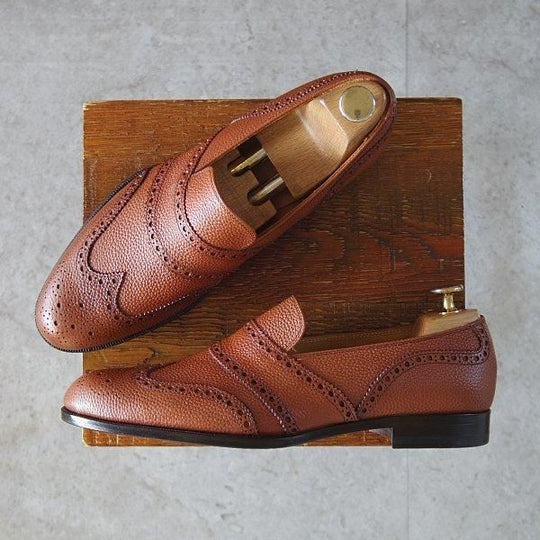 未使用★Iugen/イウゲン SIZE 7【定価￥44,000-★ローファー/IG201】スリッポン/グレインレザー/茶/メンズ★m696