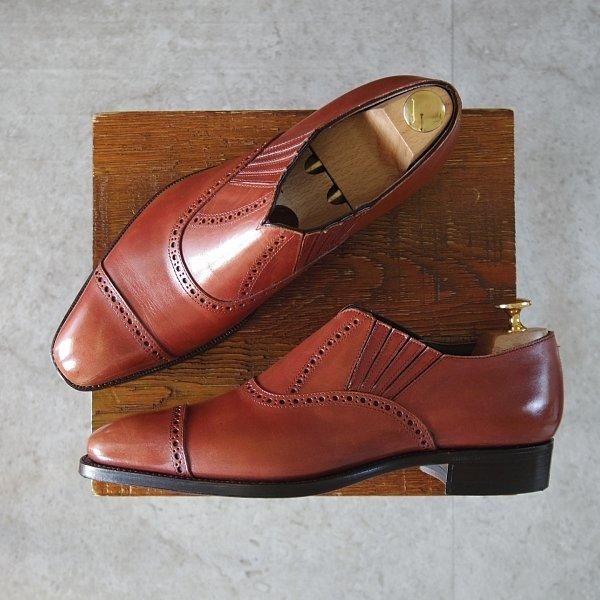 極美品★三陽山長 SIZE 7【現行定価9万円程度★伸之介/R309ラスト】サイドエラスティック/カーフ/茶/SHINNOSUKE/Sanyo Yamacho★m699