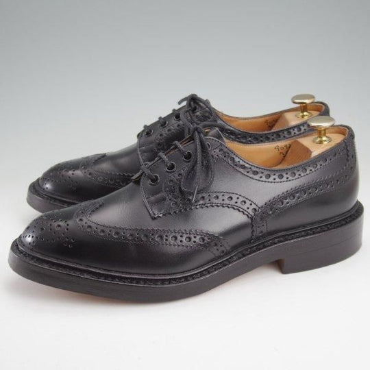 極美品★トリッカーズ SIZE 7.5【定価￥121,000-★BOURTON/バートン】M5633/フルブローグ/カントリーシューズ/黒/Tricker's★m701